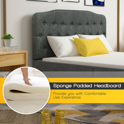 Adjustable Height Upholstered Queen Headboard - Dark Grey