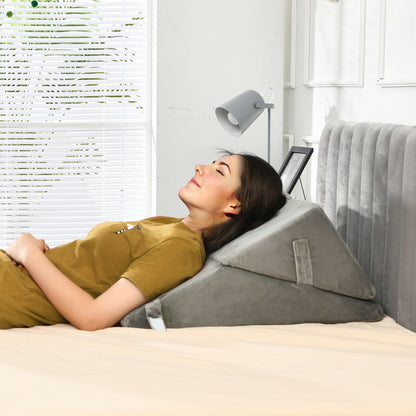 Multipurpose Adjustable Memory Foam Wedge Pillow with Neck & Back Support – Grey