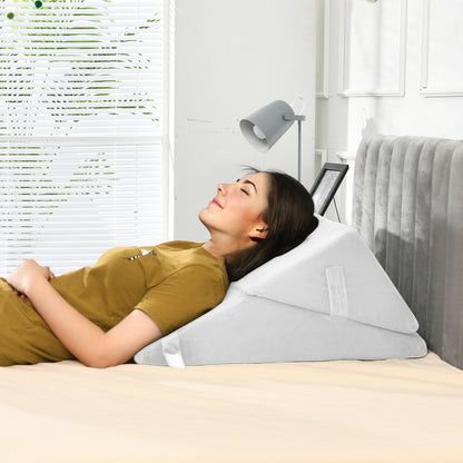Multipurpose Adjustable Memory Foam Wedge Pillow with Neck & Back Support – White
