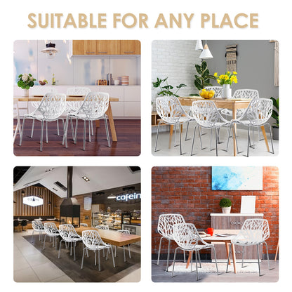 Set of 6 Modern Accent Dining Chairs Armless with Foot Pads for Enhanced Comfort and Protection