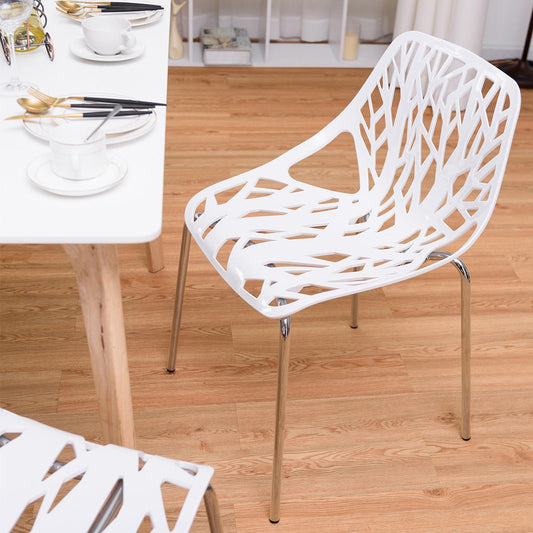 Set of 6 Modern Accent Dining Chairs Armless with Foot Pads for Enhanced Comfort and Protection