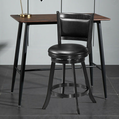 24 Inch Swivel Counter Stools with Upholstered Seats, Set of 2 - Black