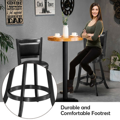 24 Inch Swivel Counter Stools with Upholstered Seats, Set of 2 - Black