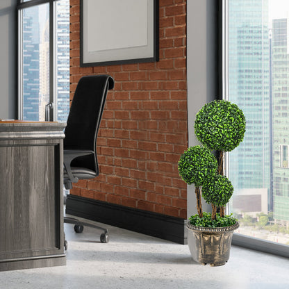 30 Inch Artificial Triple Ball Topiary Tree - UV Protected for Indoor & Outdoor Decoration