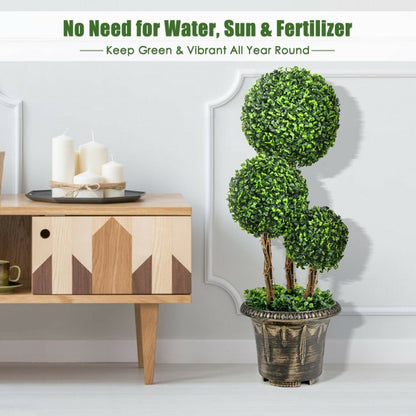 30 Inch Artificial Triple Ball Topiary Tree - UV Protected for Indoor & Outdoor Decoration