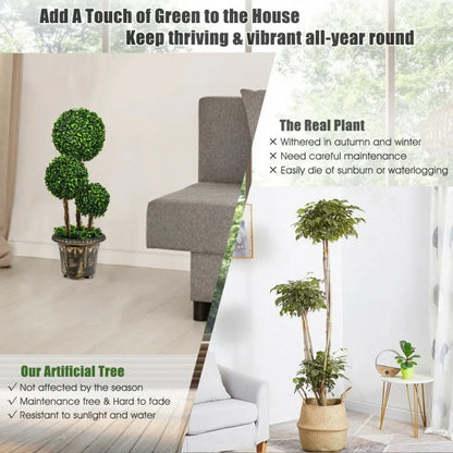 30 Inch Artificial Triple Ball Topiary Tree - UV Protected for Indoor & Outdoor Decoration