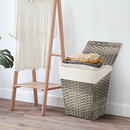 Sturdy Handwoven Laundry Hamper with Removable Liner, Flip Lid, and Non-Slip Design