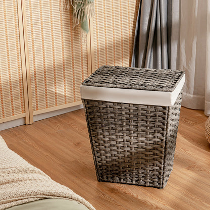 Sturdy Handwoven Laundry Hamper with Removable Liner, Flip Lid, and Non-Slip Design