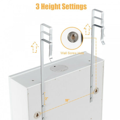 Wall Mounted Jewelry Armoire with Full Length Mirror, LED Lights, Lock and 6 Drawers – White