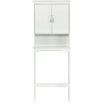 Elegant Over-the-Toilet Storage Cabinet with Adjustable Shelves & Double Doors
