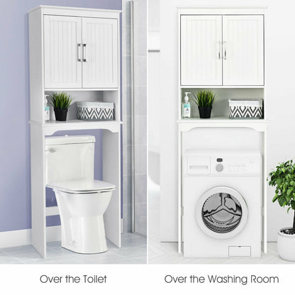 Elegant Over-the-Toilet Storage Cabinet with Adjustable Shelves & Double Doors