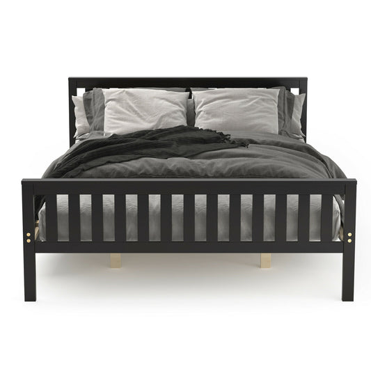 Wood Platform Bed with Headboard - Queen