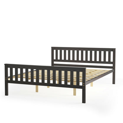 Wood Platform Bed with Headboard - Queen