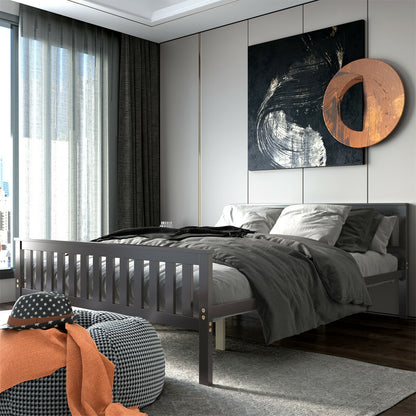 Wood Platform Bed with Headboard - Queen