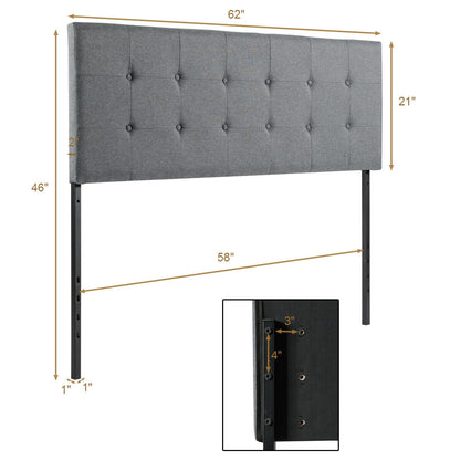 Adjustable Linen Fabric Tufted Headboard for Queen & Full Size Beds