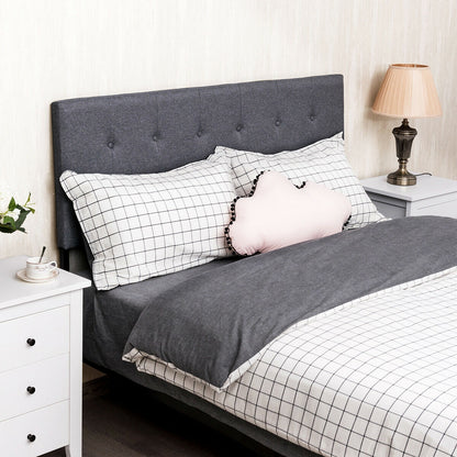 Adjustable Linen Fabric Tufted Headboard for Queen & Full Size Beds
