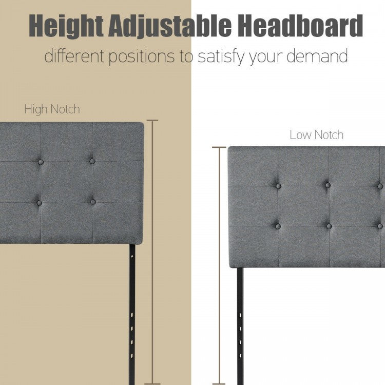 Adjustable Linen Fabric Tufted Headboard for Queen & Full Size Beds
