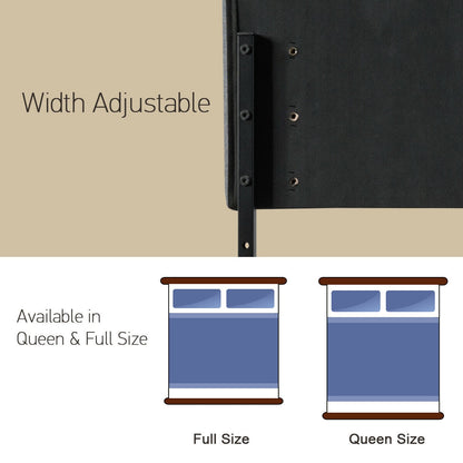Adjustable Linen Fabric Tufted Headboard for Queen & Full Size Beds