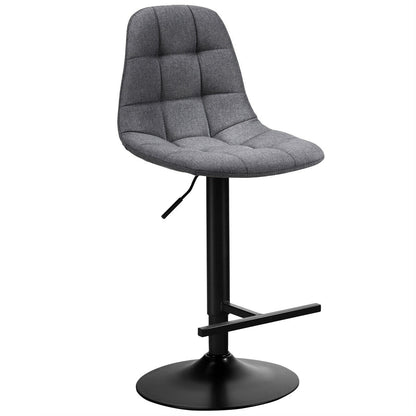 Set of 2 Adjustable Swivel Counter Height Bar Stools with Linen Upholstered Seats in Grey