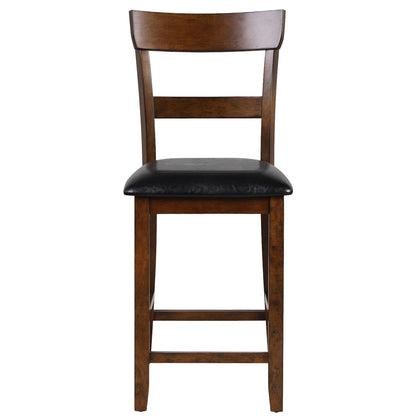 Set of 2 Upholstered Counter Height Dining Chairs with Rubber Wood Legs and Leather Padded Seats
