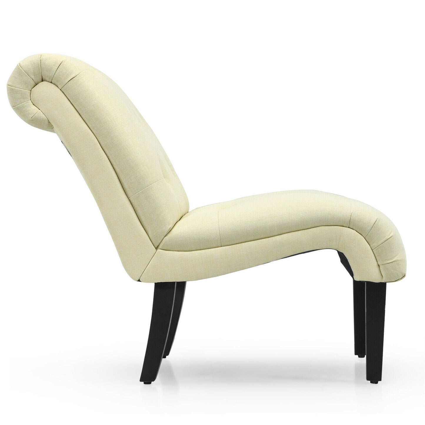 Accent Chair with Ergonomic Backrest Cotton Linen Fabric and Floor Protectors - Beige