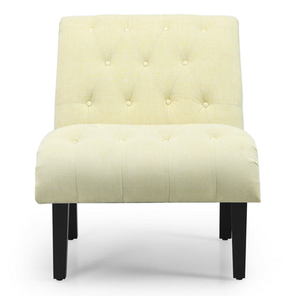 Accent Chair with Ergonomic Backrest Cotton Linen Fabric and Floor Protectors - Beige