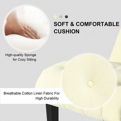 Accent Chair with Ergonomic Backrest Cotton Linen Fabric and Floor Protectors - Beige