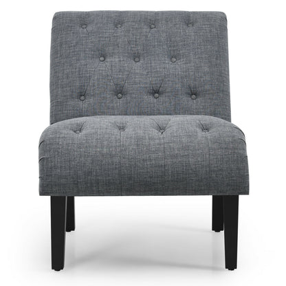 Accent Chair with Ergonomic Backrest Cotton Linen Fabric and Floor Protectors - Dark Grey
