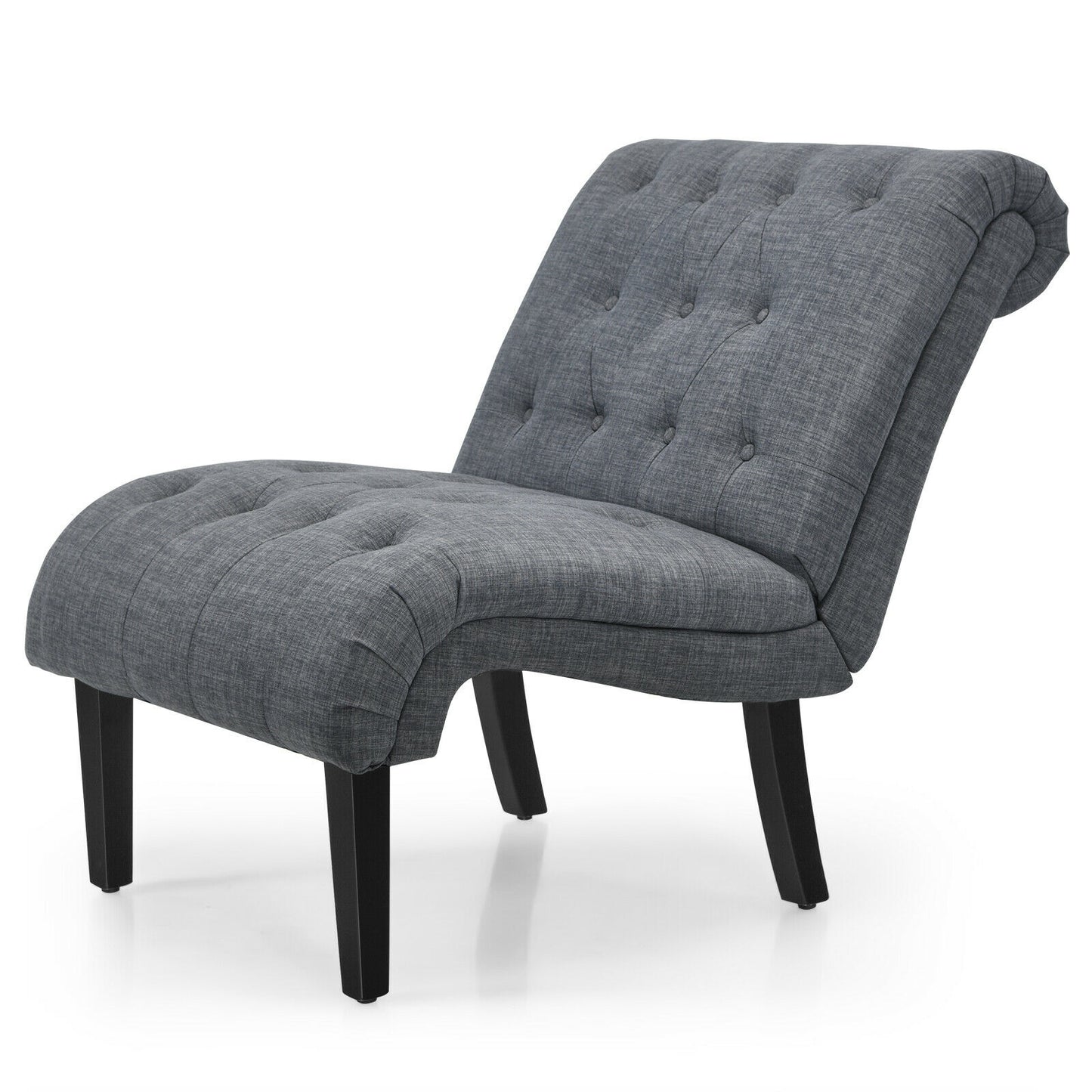Accent Chair with Ergonomic Backrest Cotton Linen Fabric and Floor Protectors - Dark Grey