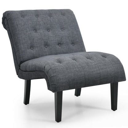 Accent Chair with Ergonomic Backrest Cotton Linen Fabric and Floor Protectors - Dark Grey