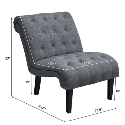 Accent Chair with Ergonomic Backrest Cotton Linen Fabric and Floor Protectors - Dark Grey