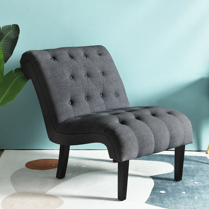 Accent Chair with Ergonomic Backrest Cotton Linen Fabric and Floor Protectors - Dark Grey