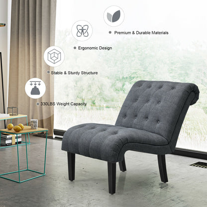 Accent Chair with Ergonomic Backrest Cotton Linen Fabric and Floor Protectors - Dark Grey