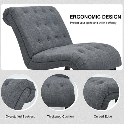 Accent Chair with Ergonomic Backrest Cotton Linen Fabric and Floor Protectors - Dark Grey