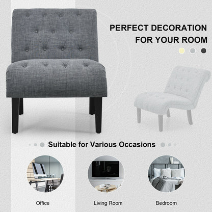 Accent Chair with Ergonomic Backrest Cotton Linen Fabric and Floor Protectors - Dark Grey