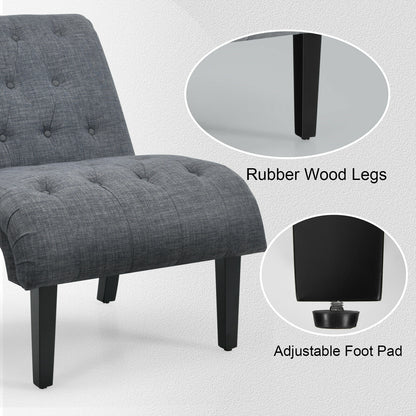 Accent Chair with Ergonomic Backrest Cotton Linen Fabric and Floor Protectors - Dark Grey