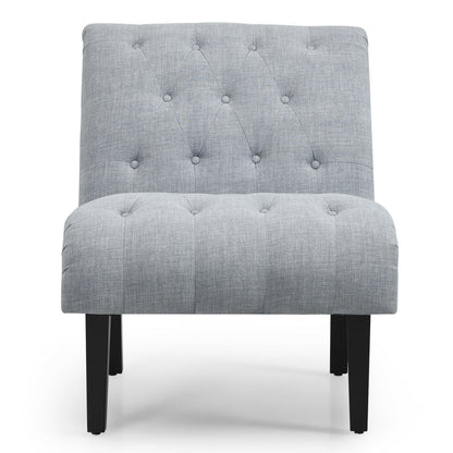 Accent Chair with Ergonomic Backrest Cotton Linen Fabric and Floor Protectors - Light Grey
