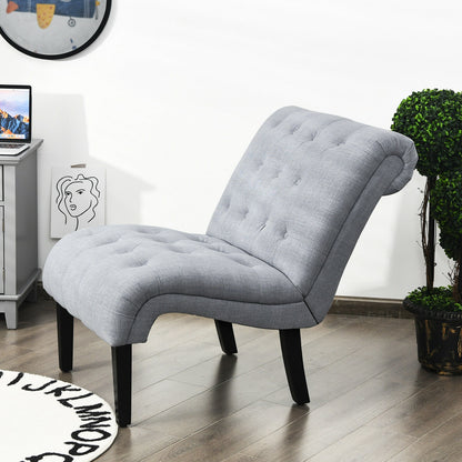 Accent Chair with Ergonomic Backrest Cotton Linen Fabric and Floor Protectors - Light Grey