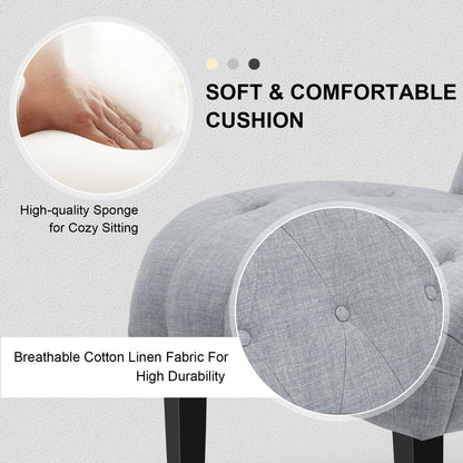 Accent Chair with Ergonomic Backrest Cotton Linen Fabric and Floor Protectors - Light Grey