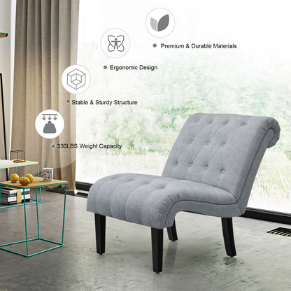 Accent Chair with Ergonomic Backrest Cotton Linen Fabric and Floor Protectors - Light Grey
