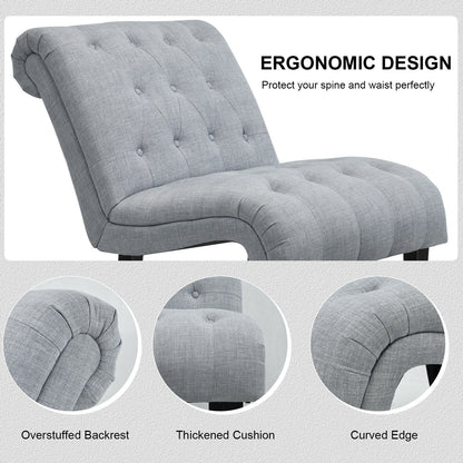 Accent Chair with Ergonomic Backrest Cotton Linen Fabric and Floor Protectors - Light Grey