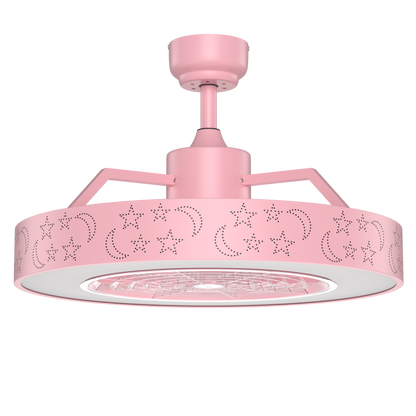 23 Inch Starry Sky Ceiling Fan with Dimmable LED Light & Remote Control – Pink