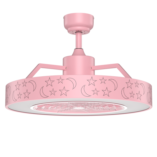 23 Inch Starry Sky Ceiling Fan with Dimmable LED Light & Remote Control – Pink