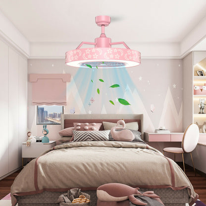 23 Inch Starry Sky Ceiling Fan with Dimmable LED Light & Remote Control – Pink
