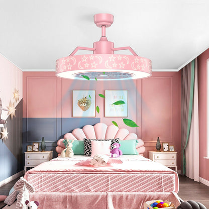 23 Inch Starry Sky Ceiling Fan with Dimmable LED Light & Remote Control – Pink