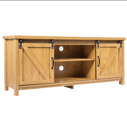 Sliding Barn Door TV Stand and Media Console Cabinet with Storage for TVs up to 65 Inches - Golden