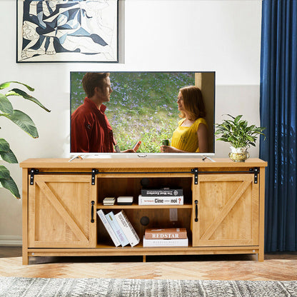 Sliding Barn Door TV Stand and Media Console Cabinet with Storage for TVs up to 65 Inches - Golden