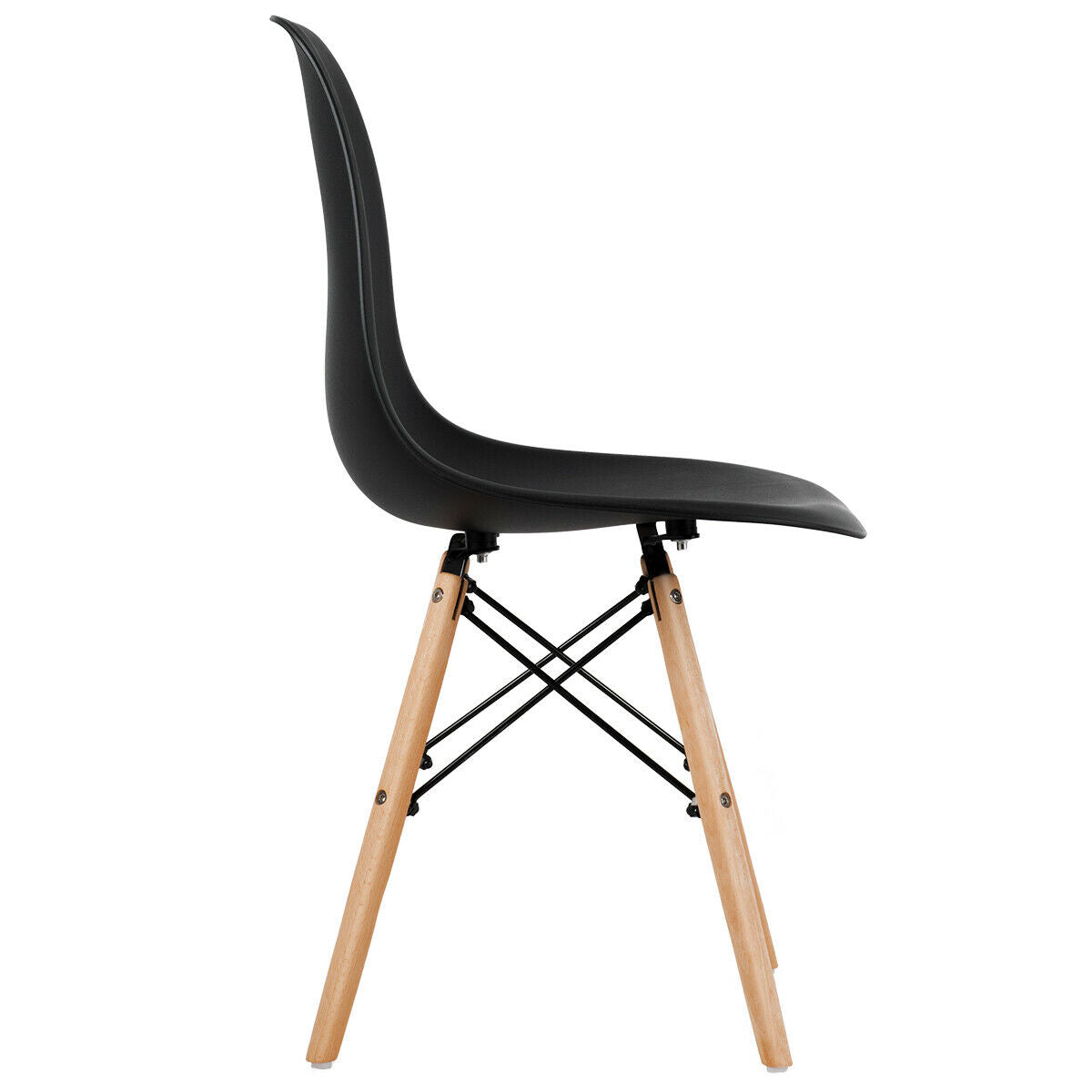 Mid-Century Modern Dining Chairs with Wooden Legs Black, Set of 4