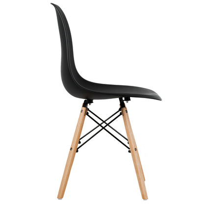 Mid-Century Modern Dining Chairs with Wooden Legs Black, Set of 4