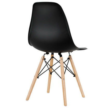 Mid-Century Modern Dining Chairs with Wooden Legs Black, Set of 4
